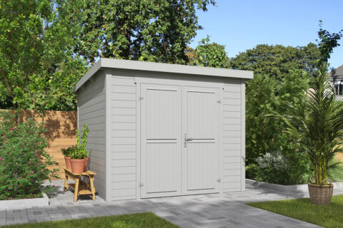 8711615182822 1060185 Outdoor Life Products Tuinhuis Blokhut Mila 250x250 Platinum Grey 2