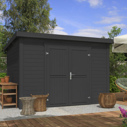 8711615182884 1060191 Outdoor Life Products Tuinhuis Blokhut Lotta 300x250 Carbon Grey 2