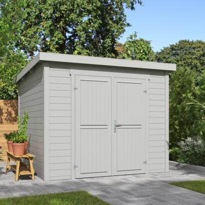 8711615182822 1060185 Outdoor Life Products Tuinhuis Blokhut Mila 250x250 Platinum Grey 2