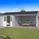 8711471201491 1009661 Outdoor Life Products Tuinhuis Blokhut met Overkapping Octavio 681x380 Platinum Grey Wit 2